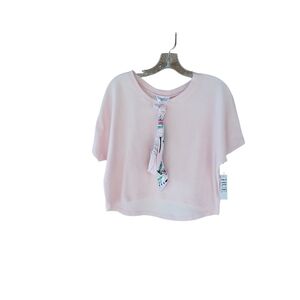 Hue Pink Crew Neck Cropped Terry Tee Shirt Small